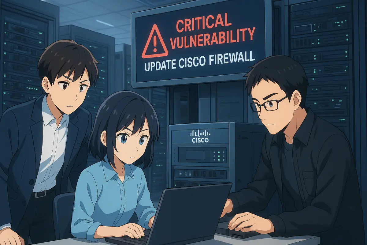 екип по киберсигурност обновява firewall на CISCO